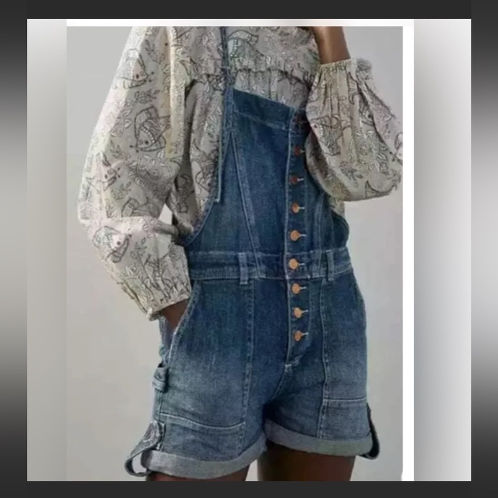 Anthropologie Pilcro Everyday Short Button Down Overrals Sz 29